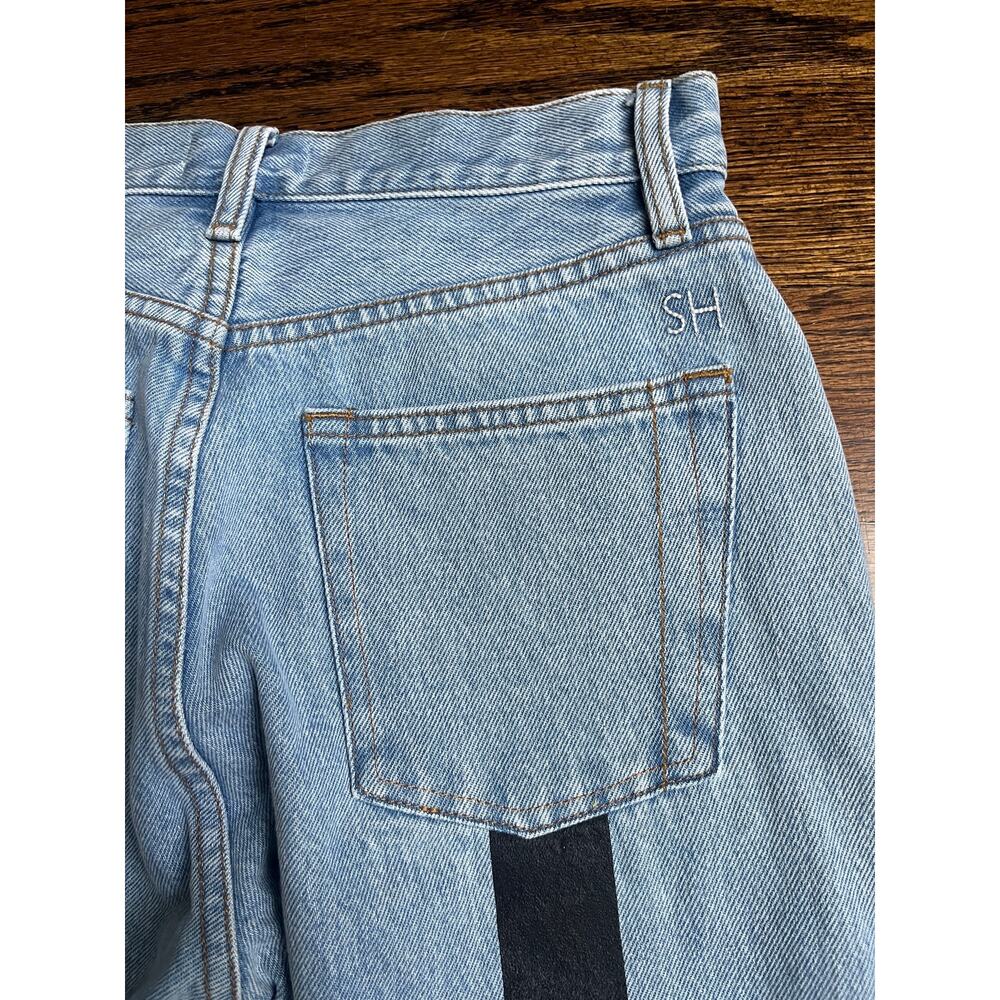 STILL HERE Tate jeans Sz. 26 black & white stripes vintage blue street wear - Picture 9 of 9